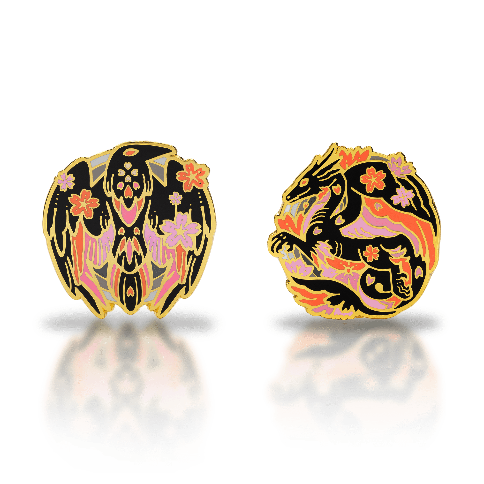 Cherry Blossom Dragon Pins